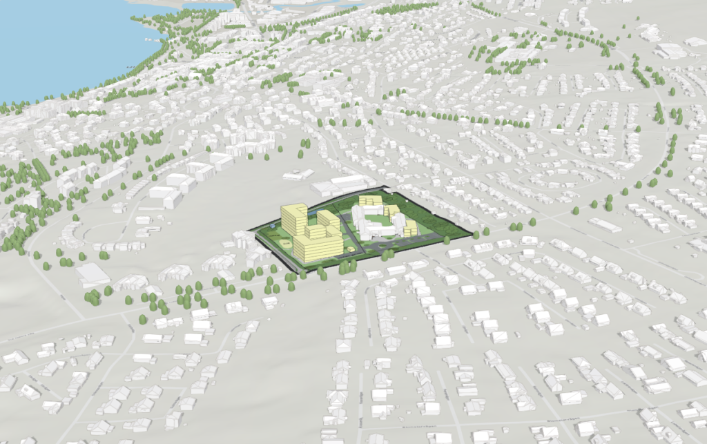 Skärmklipp från programmet Arcgis urban som visar en vy över Ulricehamn
